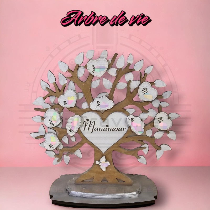 Arbre de vie en bois gravé, livre d'or personnalisé pour mariage
