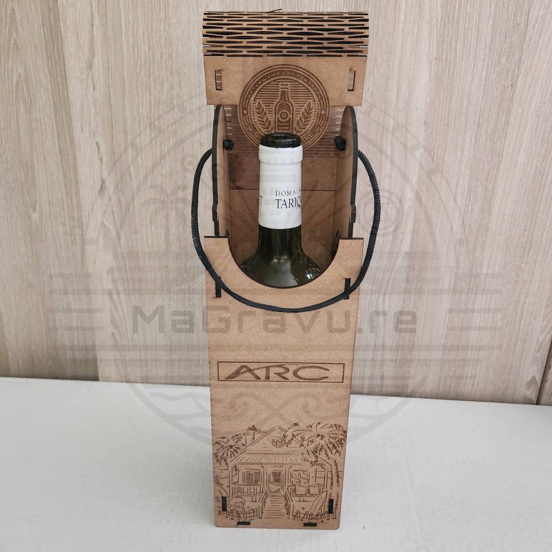 Coffret bouteille de vin gravé au laser, personnalisé au nom du domaine